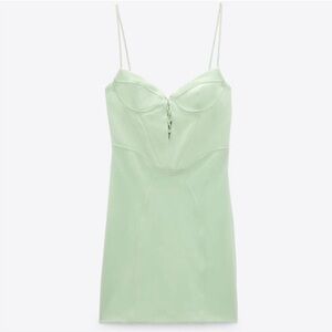 light green mini Zara corset dress never worn with tags